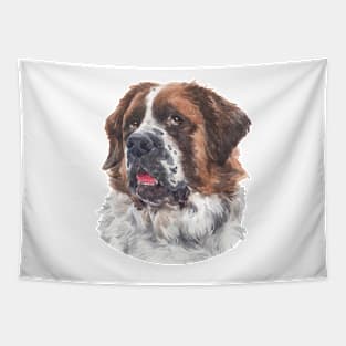 Saint Bernard Watercolor Art Tapestry