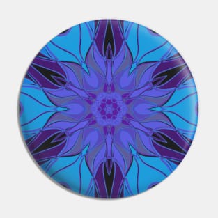 Cartoon Mandala Flower Blue and Purple Pin