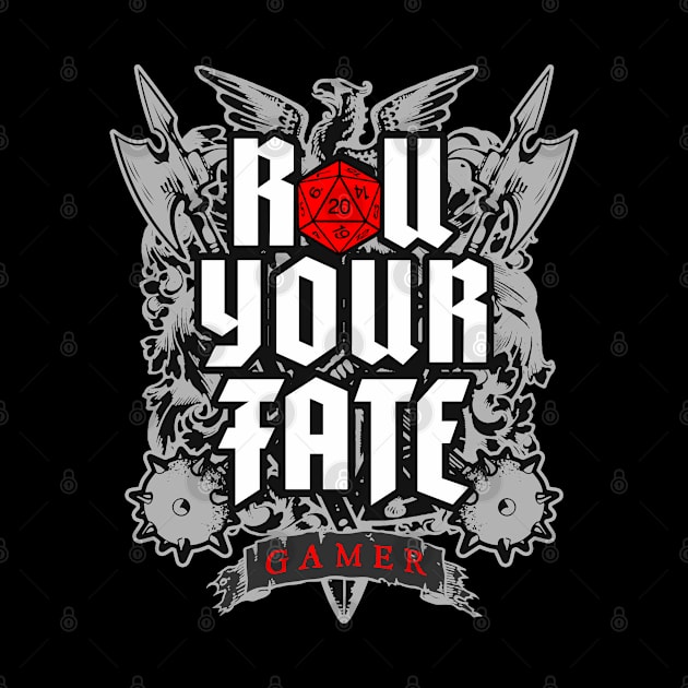 Roll Your Fate RPG Tabletop Role Play Gamer D20 Dice by Grandeduc