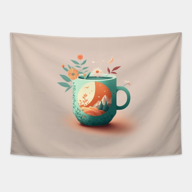 Aesthetic asian tea Tapestry by SharpArtShop