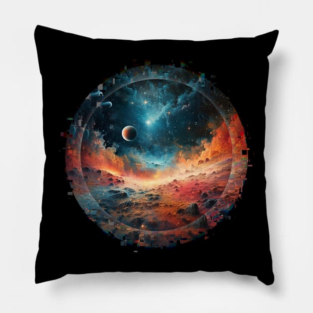 Planetary Glitch Clouds Pillow by ginkelmier@gmail.com