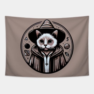 Mystic Meowstradamus: Feline Fortune Teller Art Tapestry