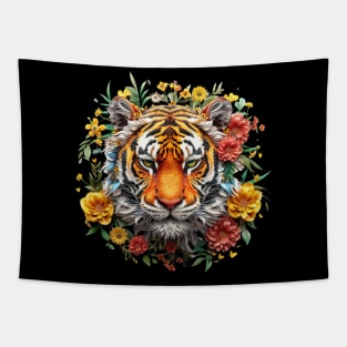 Floral Tiger Tapestry