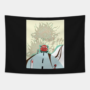 Alien Red Car Tapestry