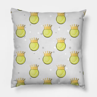 King Tennis - Seamless Pattern on Grey Background Pillow