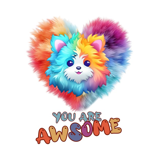 Fluffy: "You are awsome" collorful, cute, furry animals by HSH-Designing