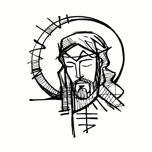 Jesus Christ Face ink illustration by bernardojbp