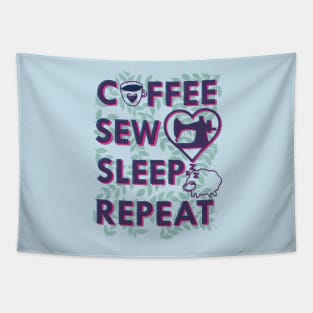 Coffee sew sleep repeat - sewing machine, sew, sewing, seamstress, quilt, quilter, quilting Tapestry