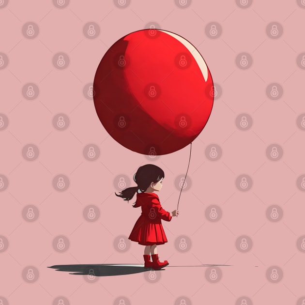 Little Girl With Big Red Balloon by Peter Awax