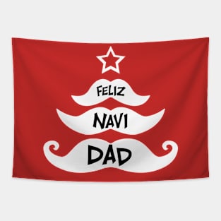 Feliz Navidad Christmas Mustache Tree Pun Design Tapestry