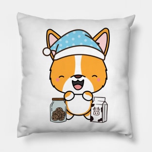 Funny Corgi is having a midnight snack Pillow