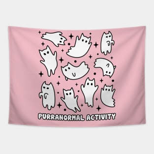 Cute Kawaii Ghost Cats Pink Girly Tapestry