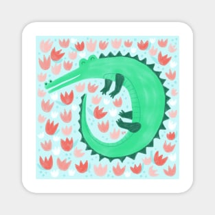 Alligator Loves Tulips Magnet