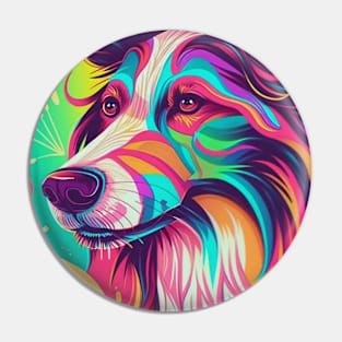 Happy Colorful Abstract Borzoi Pin