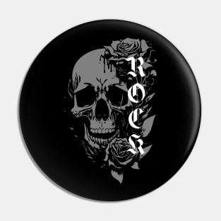 rock skull with roses Pin