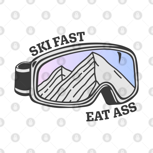 Sunset Mountain Ski Goggles | Ski Fast Eat Ass by KlehmInTime