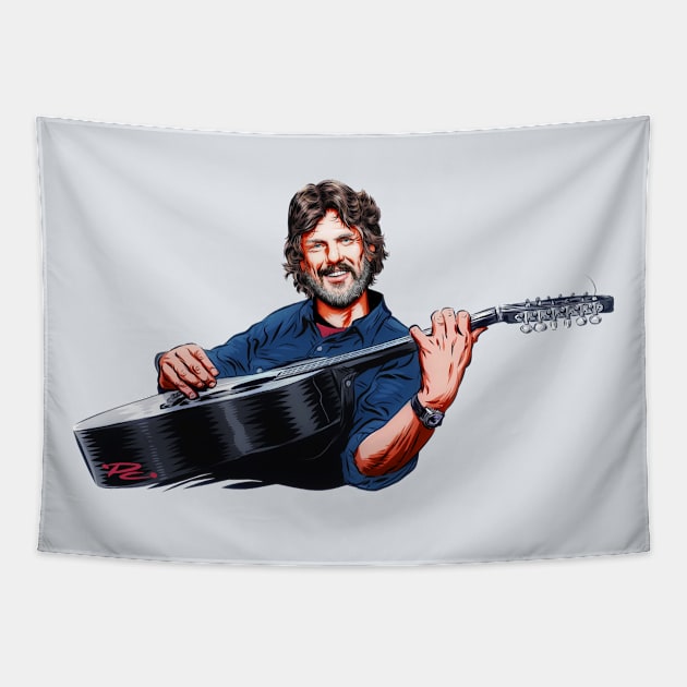 Kris Kristofferson - An illustration by Paul Cemmick Tapestry by PLAYDIGITAL2020