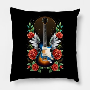 Electric guitar brown and blue 18 Pillow