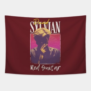 David Sylvian Vintage 1970 // Red Guitar Original Fan Design Artwork Tapestry