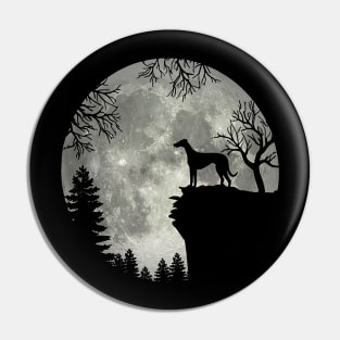 Grey Hound Dog And Moon Scary Halloween Pin