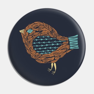 Boho Henna Song Bird Turquoise Orange Pin