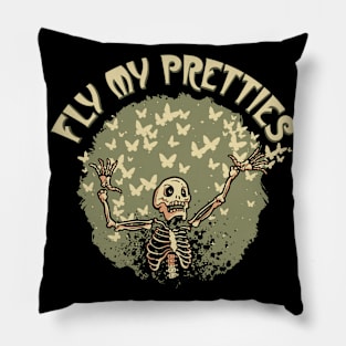 Skeleton with Butterflies - fly my pretties Pillow