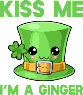 St Patricks Day Kiss Me I'm A Ginger Kawaii Cute Hat Magnet