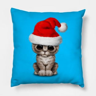 Baby Kitten Wearing a Santa Hat Pillow