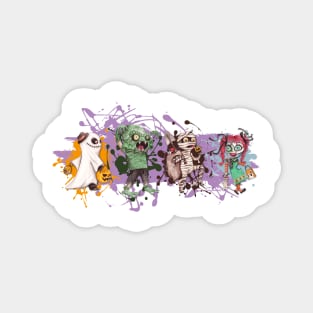 Watercolor Halloween Trick or Treaters Magnet