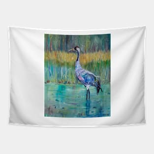 Crane in the forest Tapestry