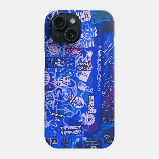 Blue Graffiti Tag Stickers NYC Phone Case by eleonoraingrid