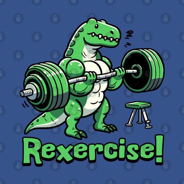 Rexercise! Cute Weightlifting Dinosaur Pun by Cute And Punny