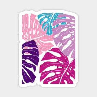 Abstract Colorful Monstera Leaves Magnet