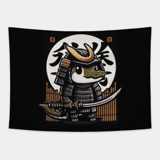 Kawaii Samurai Animal Crocodile Alligator with Katana Cute Japanese Background Word Kanji Tapestry