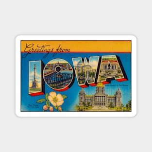 Greetings from Iowa Vintage 1930's Postcard Magnet