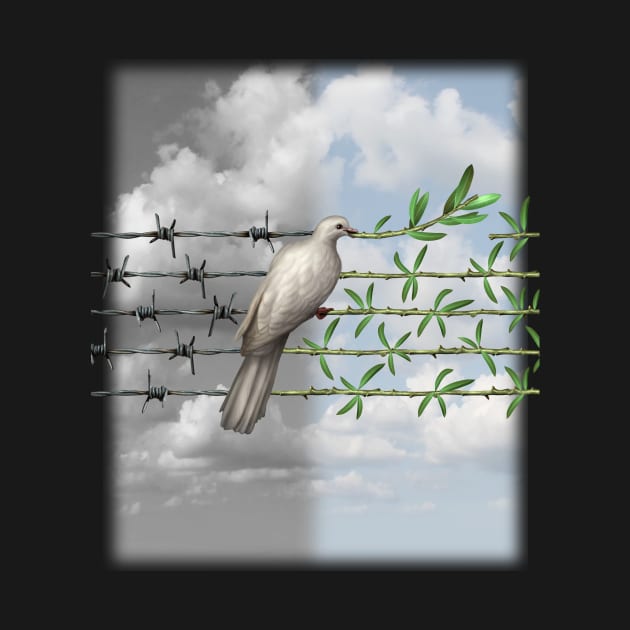 Dove With Olive Branch and Barbed Wire by lightidea