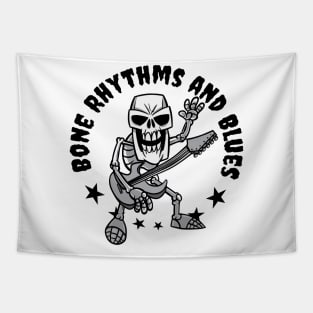 Bone Rhythms and Blues - Skeleton Blues Guitar Player Tapestry