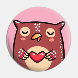 Owl with Heart Pin