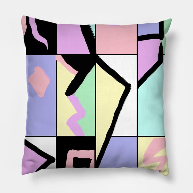 80s Retro Colorblock Pastel Ugly Sweater Pillow by melisssne