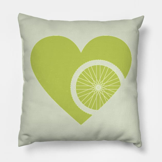 Heart with Mountain Bike Wheel for Cycling Lovers Pillow by NeddyBetty