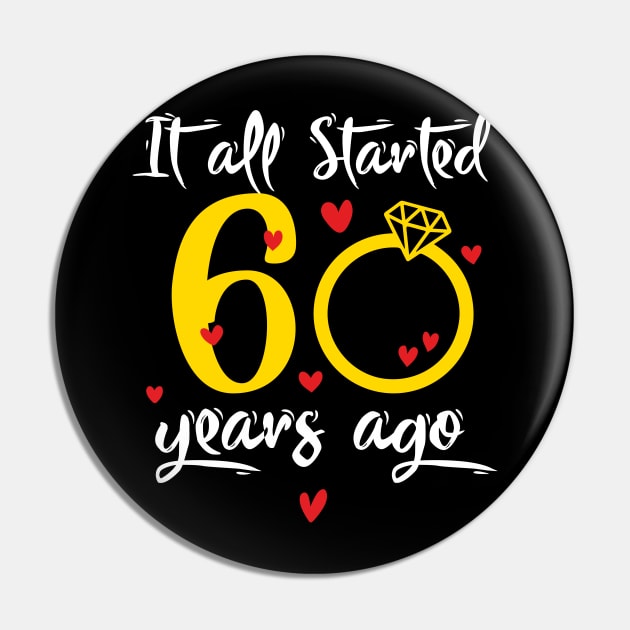 Wedding Anniversary 60 Years Together Golden Family Marriage Gift For Husband And Wife Pin by tearbytea