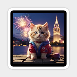 Cute Kittens And New Year Magnet