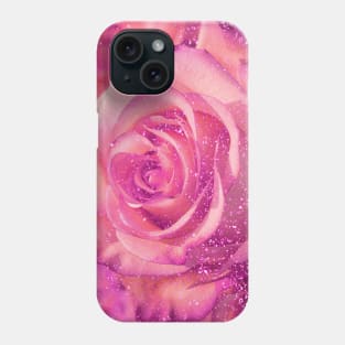 pink roses mask floral glitter love pattern sparkly romantic flowers Phone Case