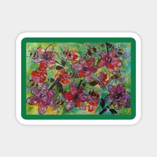 Bees and Red Flowers Magnet