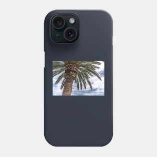 Palm tree against blue cloudy sky Phone Case