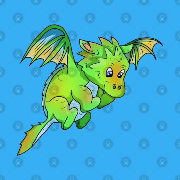 Cute Green Cartoon Flying Baby Dragon - Baby Dragons ...