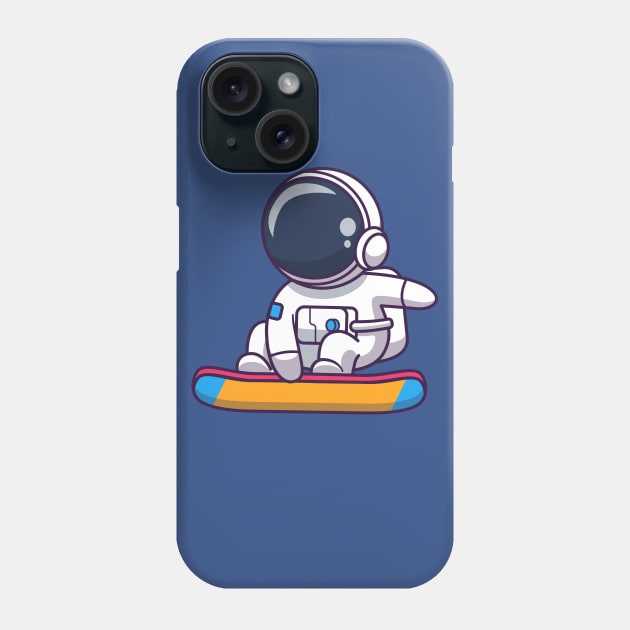 Cute Astronaut Surfing In Space Cartoon Phone Case by Catalyst Labs