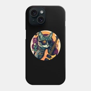 Funny Cat Playing Guitar Musician - Cat Lover Phone Case