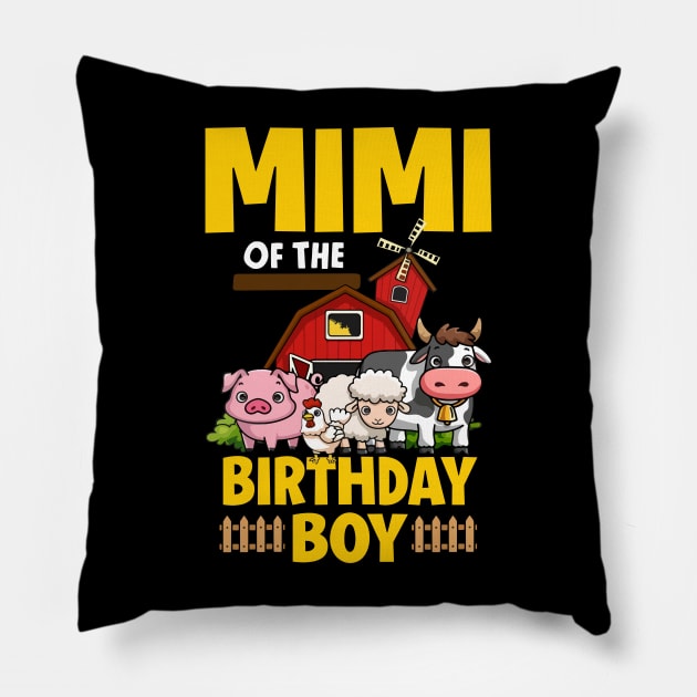 Mimi Of Birthday Boy Farm Animals Birthday Party Pillow by Hesti Design