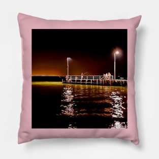 Fishing on a pier Pillow